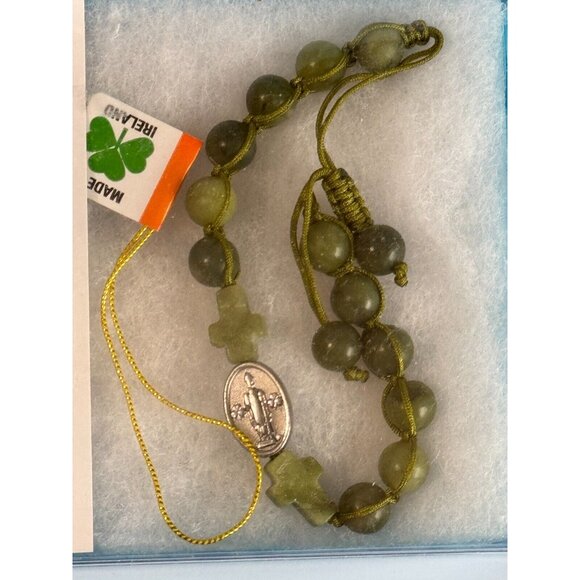 Genuine Connemara Marble Green Prayer Beads Handmade In Ireland With Cross Desig - Picture 6 of 8